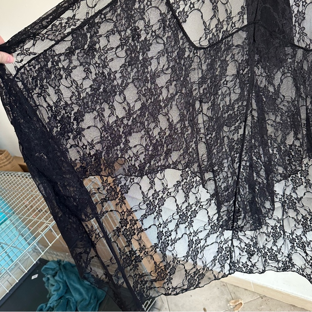 Vintage Ethos Duster Black Lace Floral Whimsigoth Goth Fairy Mesh Flare Sleeve - Picture 4 of 15